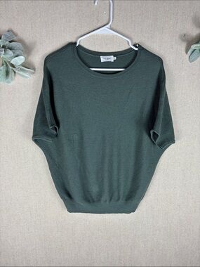 The Reset R Label > Forest Green Short Sleeve Wool Knit Top Extra Small